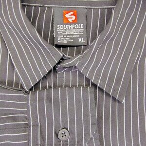 Southpole Men's XL Black Pinstripe Long Sleeve Button Up Dress Shirt